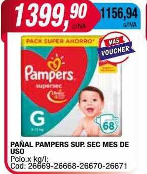 Maxiconsumo Pañal Pampers Sup Sec Mes De Uso oferta
