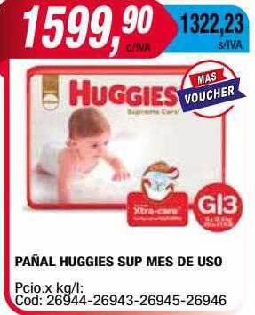 Maxiconsumo Pañal Huggies Sup Mes De Uso oferta