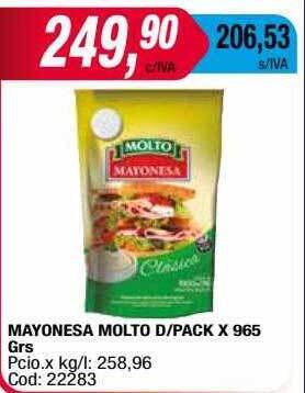 Maxiconsumo Mayonesa Molto D Pack oferta