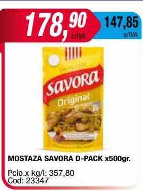 Maxiconsumo Mostaza Savora D-pack oferta