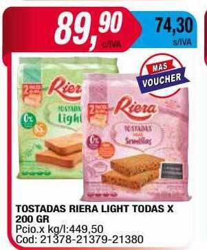 Maxiconsumo Tostadas Riera Light Todas oferta