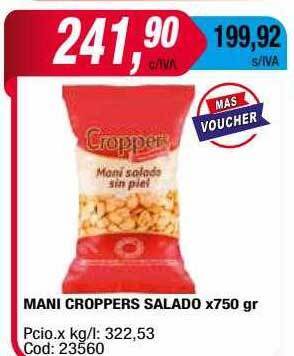 Maxiconsumo Mani Croppers Salado oferta