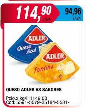 Maxiconsumo Queso Adler Vs Sabores oferta