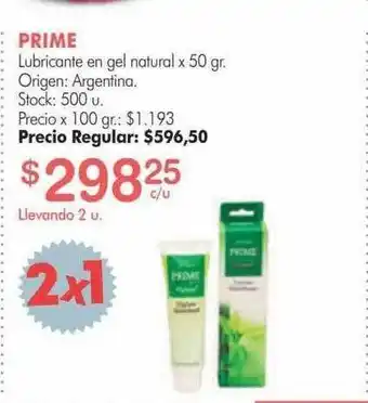 Prime Lubricante En Gel Natural