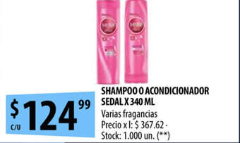 Punto Mayorista Sedal Shampoo o Acondicionador x 340ml oferta