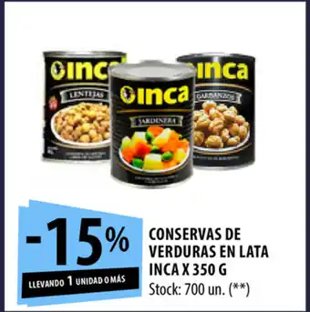 Punto Mayorista Inca Conservas de Verduras en Lata x 350g oferta