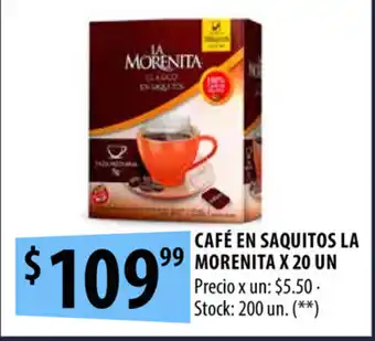 Punto Mayorista La Morenita Café en Saquitos x 20un oferta