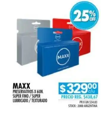 Maxx Preservativos x 6un Super fino/Super Lbricado/texturado