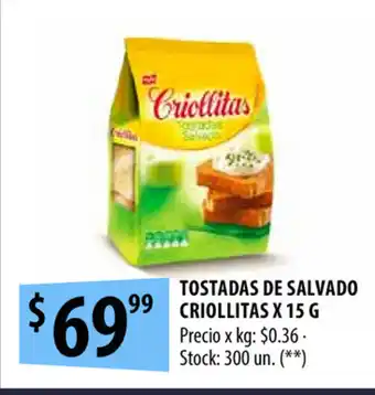 Punto Mayorista Criollitas Tostadas de Salvado x 15g oferta