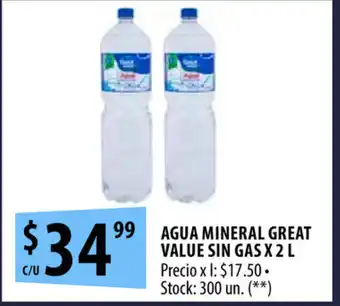 Punto Mayorista Great Value Agua Mineral Sin Gas x 2L oferta