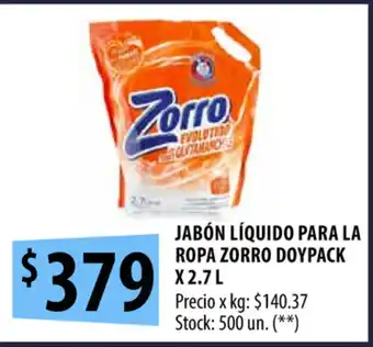 Punto Mayorista Zorro Jabón en Polvo para Ropa Doypack x 2.7L oferta