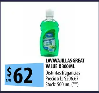 Punto Mayorista Great Value Lavavajillas x 300ml oferta
