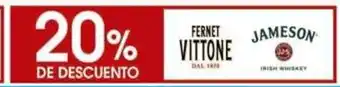 Coto 20% De Descuento Vittone Fernet y Jameson Irish Whiskey oferta