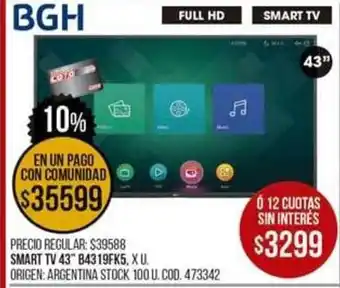 Coto BGH Smart Tv 43" B4319FK5 oferta