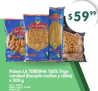 Supermercados Buenos Días La Teresina Fideos 100% Trigo Candeal (Excepto Moños y Nidos) x 500 g oferta