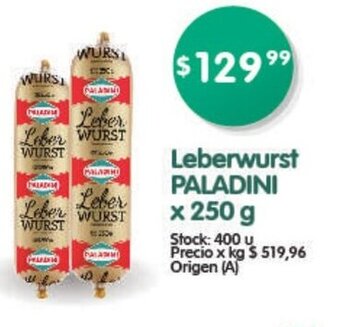 Supermercados Buenos Días Paladini Leberwurst x 250 g oferta