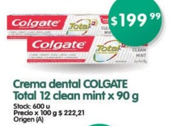 Supermercados Buenos Días Colgate Crema Dental Total 12 Clean Mint x 90 g oferta