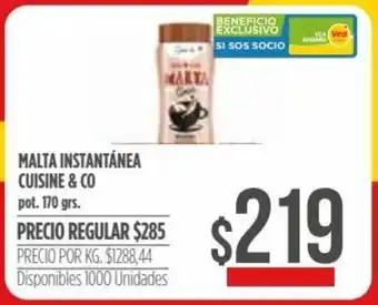 Supermercados Vea Malta Instantánea Cuisine & Co 170grs oferta