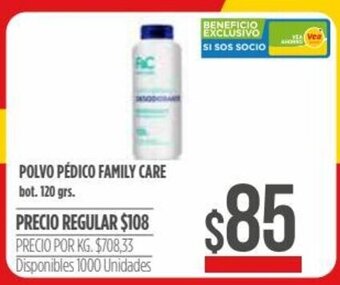 Supermercados Vea Polvo Pédico Family Care 120grs oferta