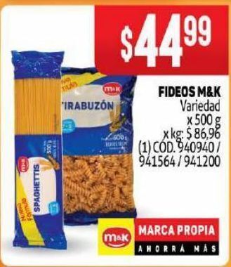 Makro Fideos m&k 500g oferta