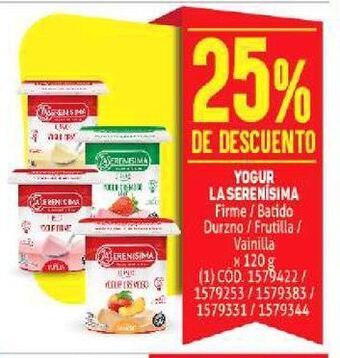 Makro Yogur la serenísima 120g -25% oferta