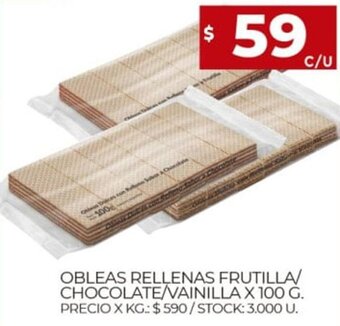 Supermercados DIA Obleas Rellenas Frutilla/Chocolate/Vainilla x 100 g. oferta