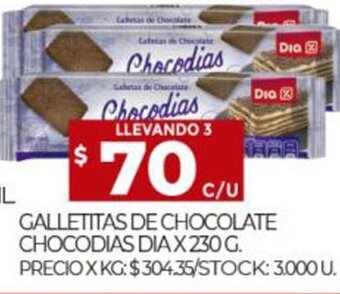Supermercados DIA Galletitas de Chocolate Chocodias Dia x 230 g. oferta