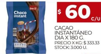 Supermercados DIA Cacao Instantáneo Dia x 180 g. oferta