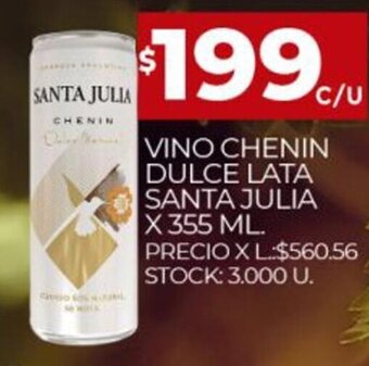 Supermercados DIA Vino Chenin Dulce Lata Santa Julia x 355ml oferta