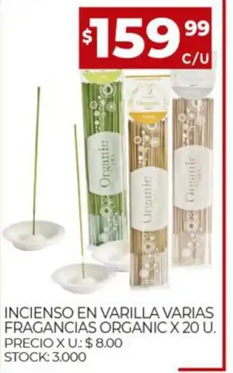 Supermercados DIA Incienso En Varilla varias Fragancias Organic x 20u oferta