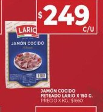 Supermercados DIA Jamón Cocido Feteado Lario x 150g oferta