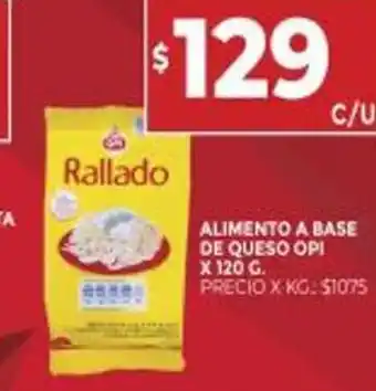 Supermercados DIA Rallado Alimento a base De queso Opi x 120g oferta