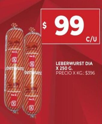 Supermercados DIA Leberwurst Dia x 250g oferta