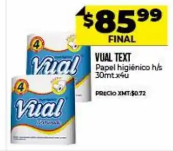 Supermayorista Vital Vual Text Papel higiénico h/s 30mt x 4u oferta