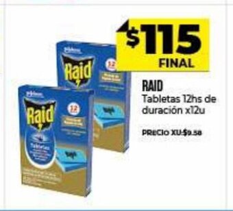 Supermayorista Vital Raid Tabletas 12hs de duración x 12u oferta