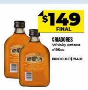 Supermayorista Vital Criadores Whisky Petaca x 195cc oferta