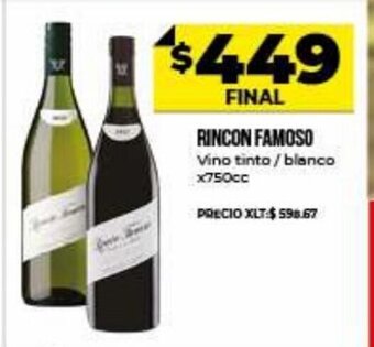 Supermayorista Vital Rincon Famoso Vino tinto / blanco x 750cc oferta