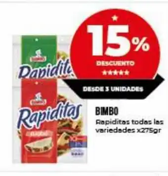 Supermayorista Vital Bimbo Rapiditas todas las variedades x 275gr oferta