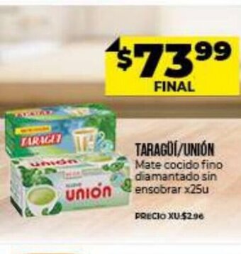 Supermayorista Vital Taragúí/Unión Mate cocido fino diamantado sin ensobrar x 50u oferta
