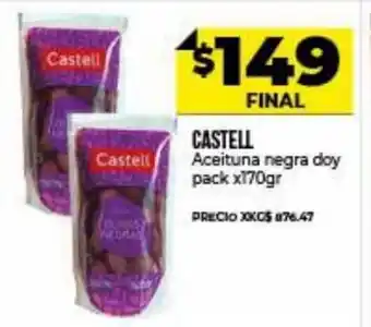 Supermayorista Vital Castell Aceituna negra doy pack x 170gr oferta