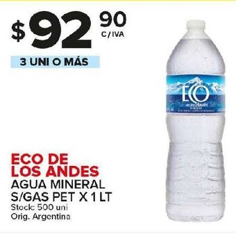 Carrefour Maxi Agua eco de los andes 1lt oferta