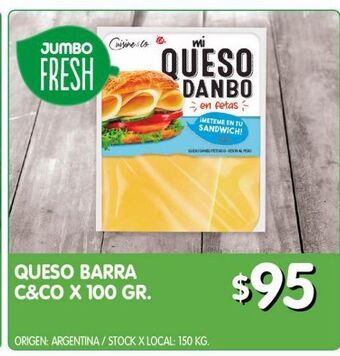 Jumbo Queso barra c&co x 100 gr oferta