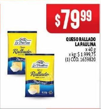 Makro Queso rallado la paulina oferta