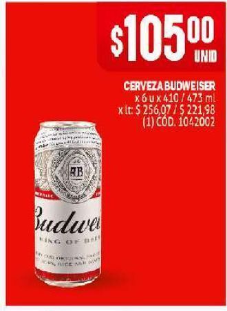 Makro Cerveza budweiser 6u x 473ml oferta