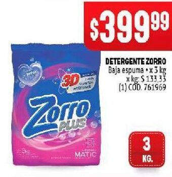Makro Detergente zorro 3kg oferta