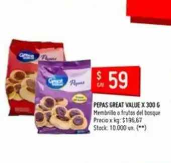 Changomas Great Value Pepas x 300g oferta