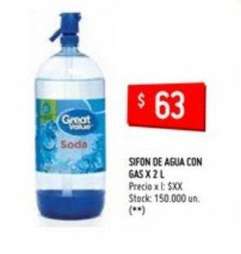 Changomas Great Value Sifon de Agua con Gas x 2L oferta