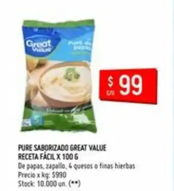 Changomas Great Value Receta Fácil Pure Saborizado x 100g oferta