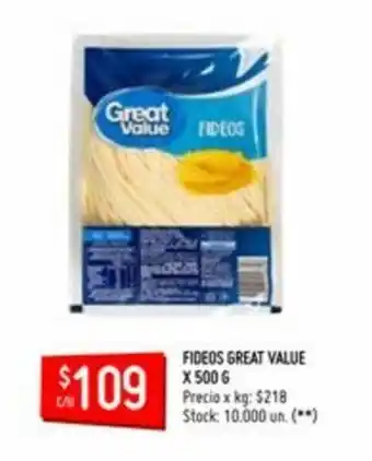 Changomas Great Value Fideos x 500g oferta