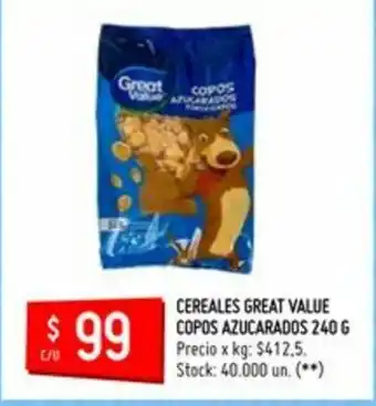Changomas Great Value Copos Azucarados Cereales 240g oferta
